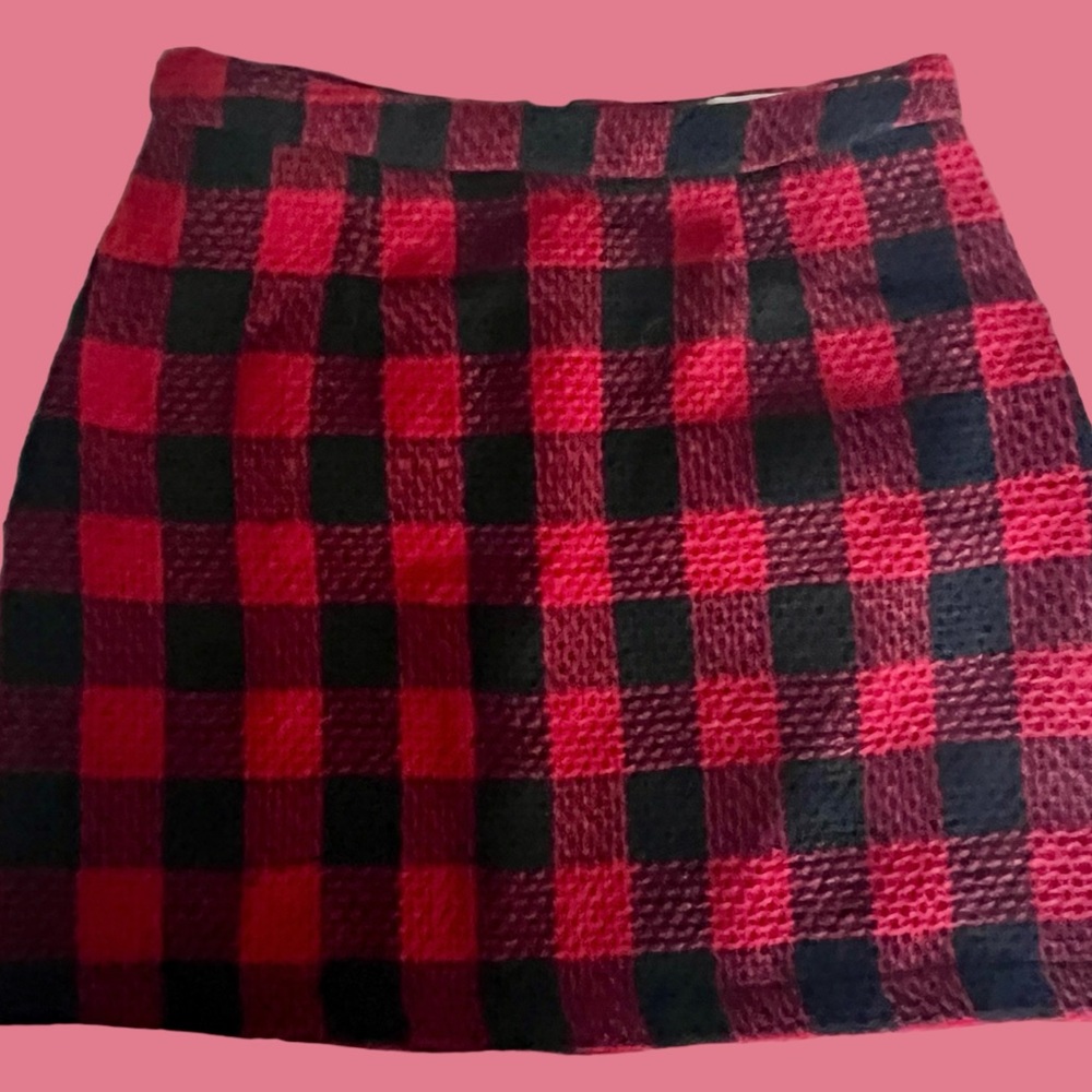 Persun Buffalo Plaid Red and Black Mini Skirt Holiday Vintage Size 10
